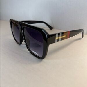 Burberry Black Sunglasses with Signature Stripe Accent